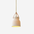 Suspension Ceramique Cotelée Avec Sangle Cuir Et Laiton Éclairage Moderne