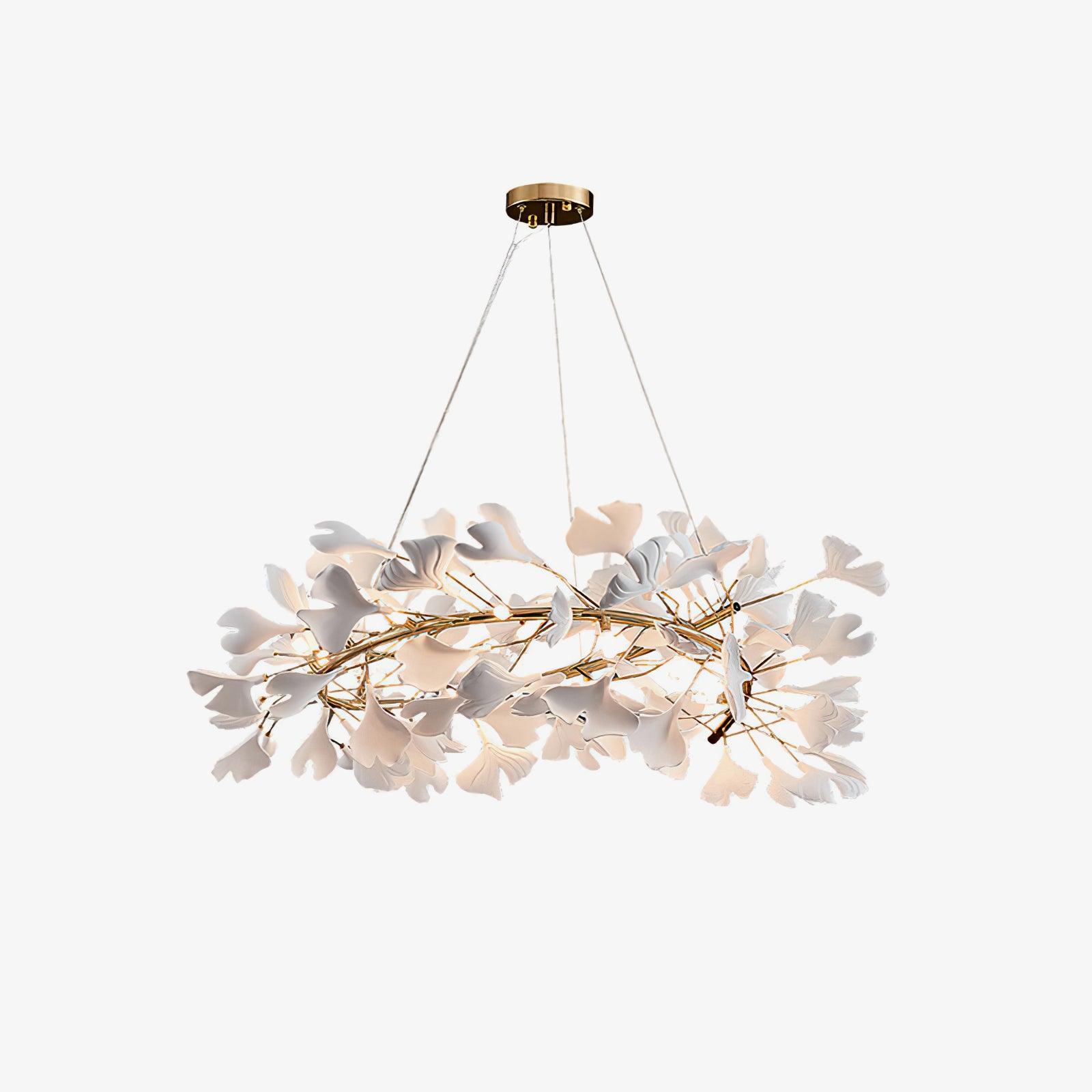 Modern Golden LED Chandelier With Ceramic And Metal Accents