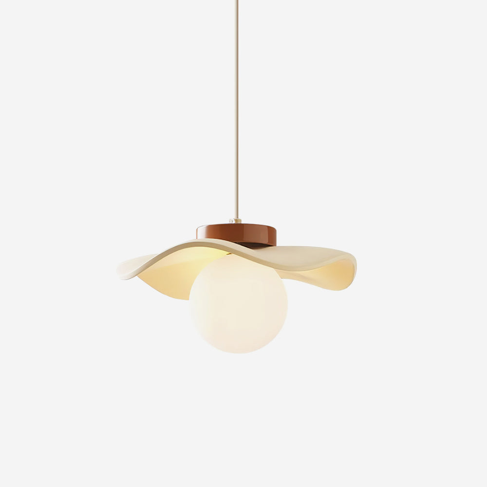 Glass And Metal Pendant Lamp With Wavy Shade Minimalist