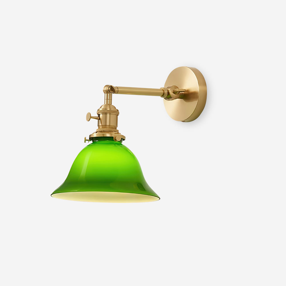 Brass Adjustable Wall Lamp With Glass Shade For Bathrooms