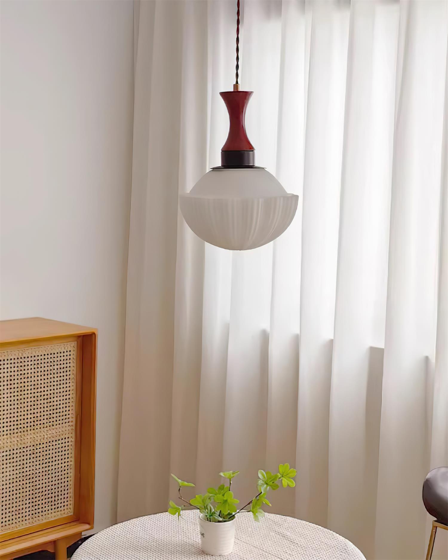 Walnut Glass Pendant Light With Dimmer Compatibility
