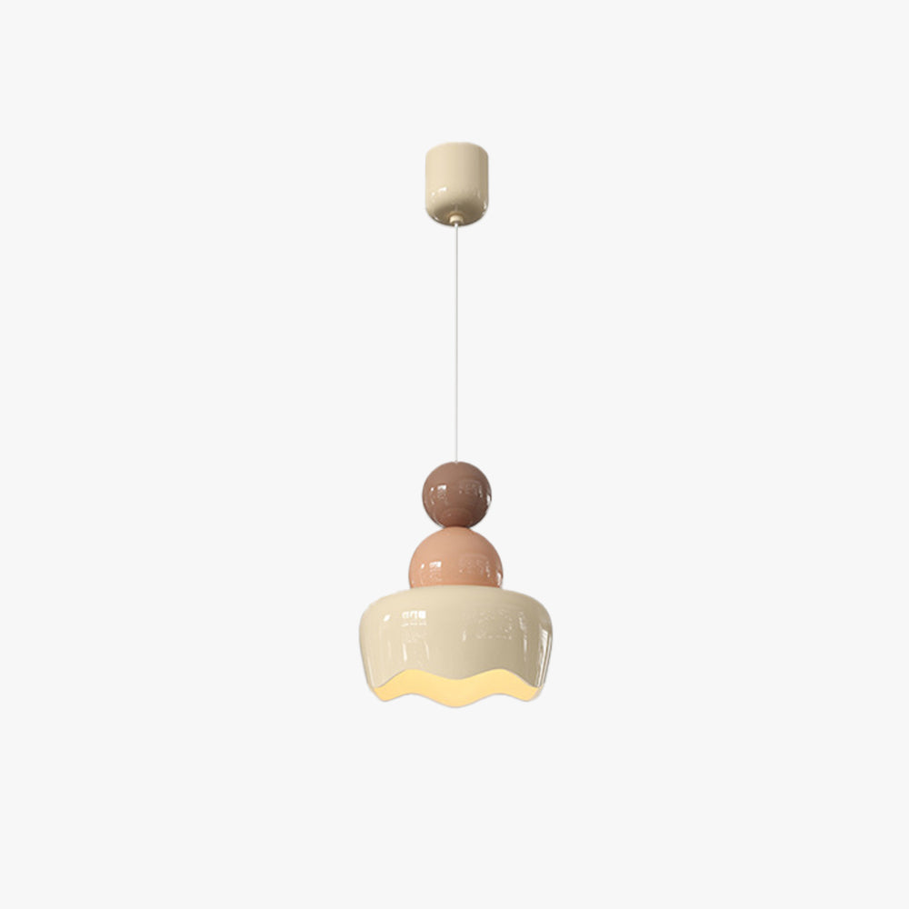 Cream Resin LED Pendant Light for Bedroom Ambience