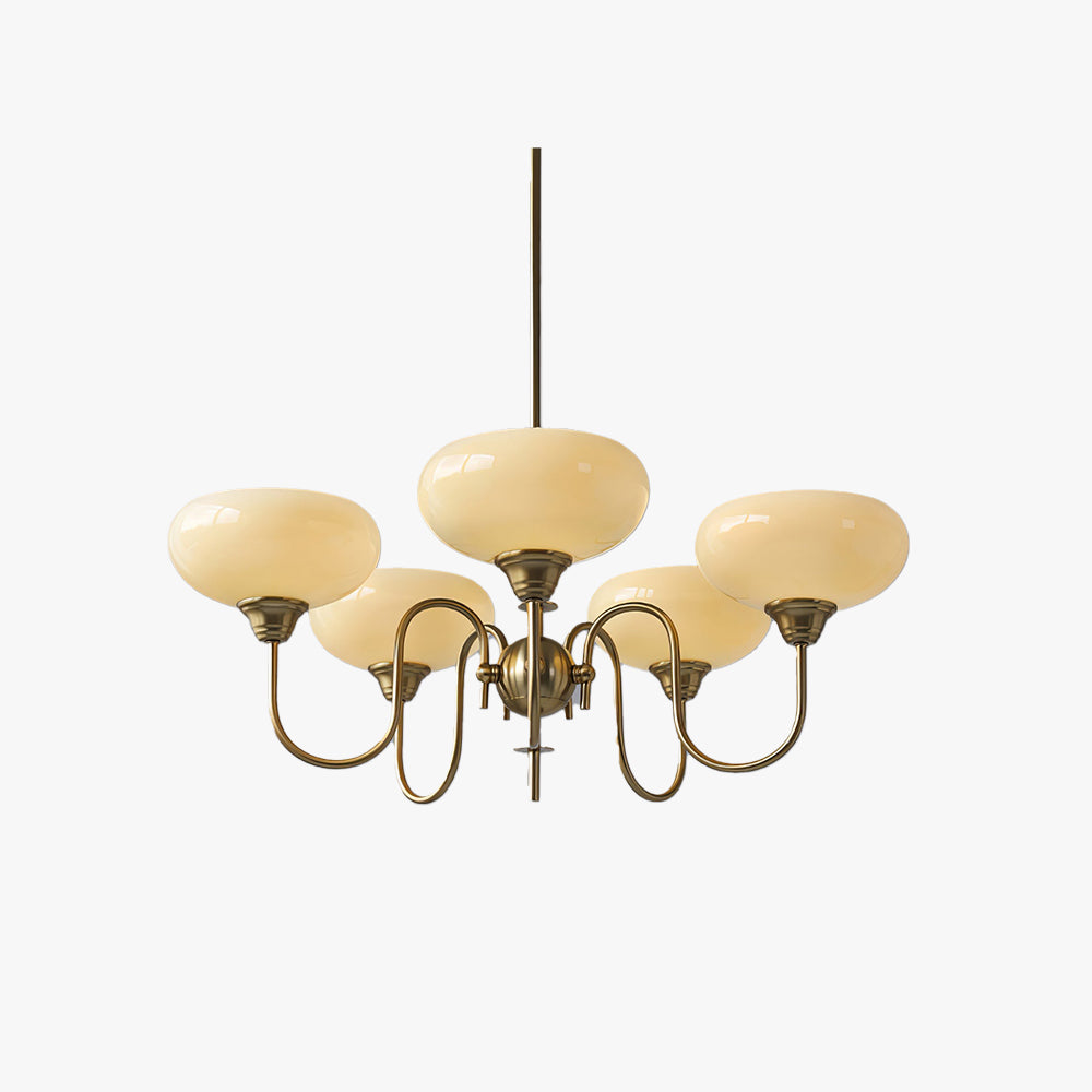 Vintage LED Glass and Metal Chandelier for Living Room