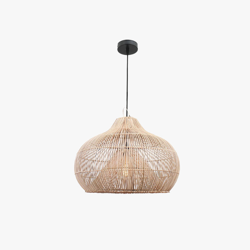 Lustre Suspendu Rotin Vintage Fait Main Pour Salon Intérieur