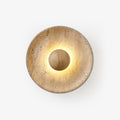 Sunlit Travertine Wall Light With Wooden Sphere