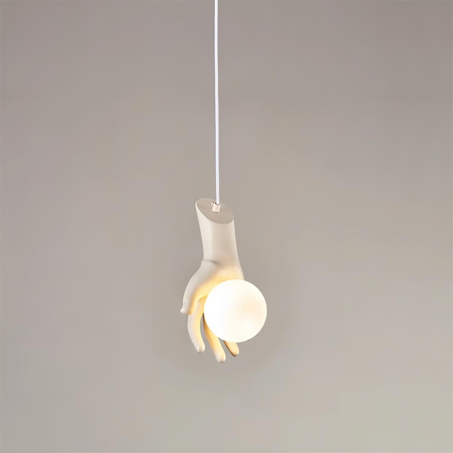 Hand Sculpted Globe Pendant Light With Wooden Grip