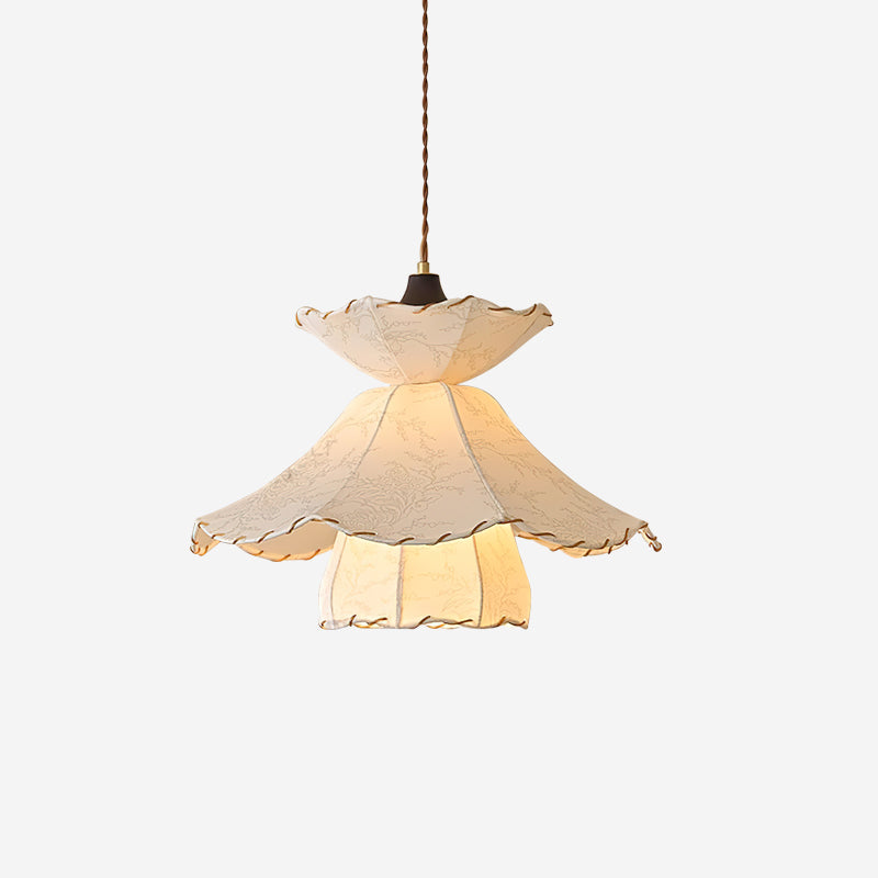 Minimalist Scalloped Fabric Pendant Lamp With Soft Lighting