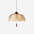 Walnut Fabric Pendant Light With Warm Glow