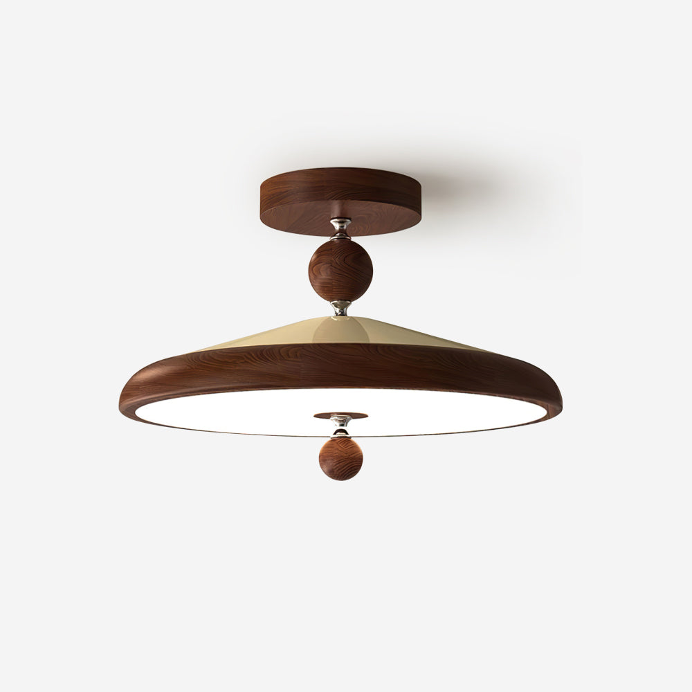 Wooden Frame Round Ceiling Light With Integrated LED 40 Or 50 cm