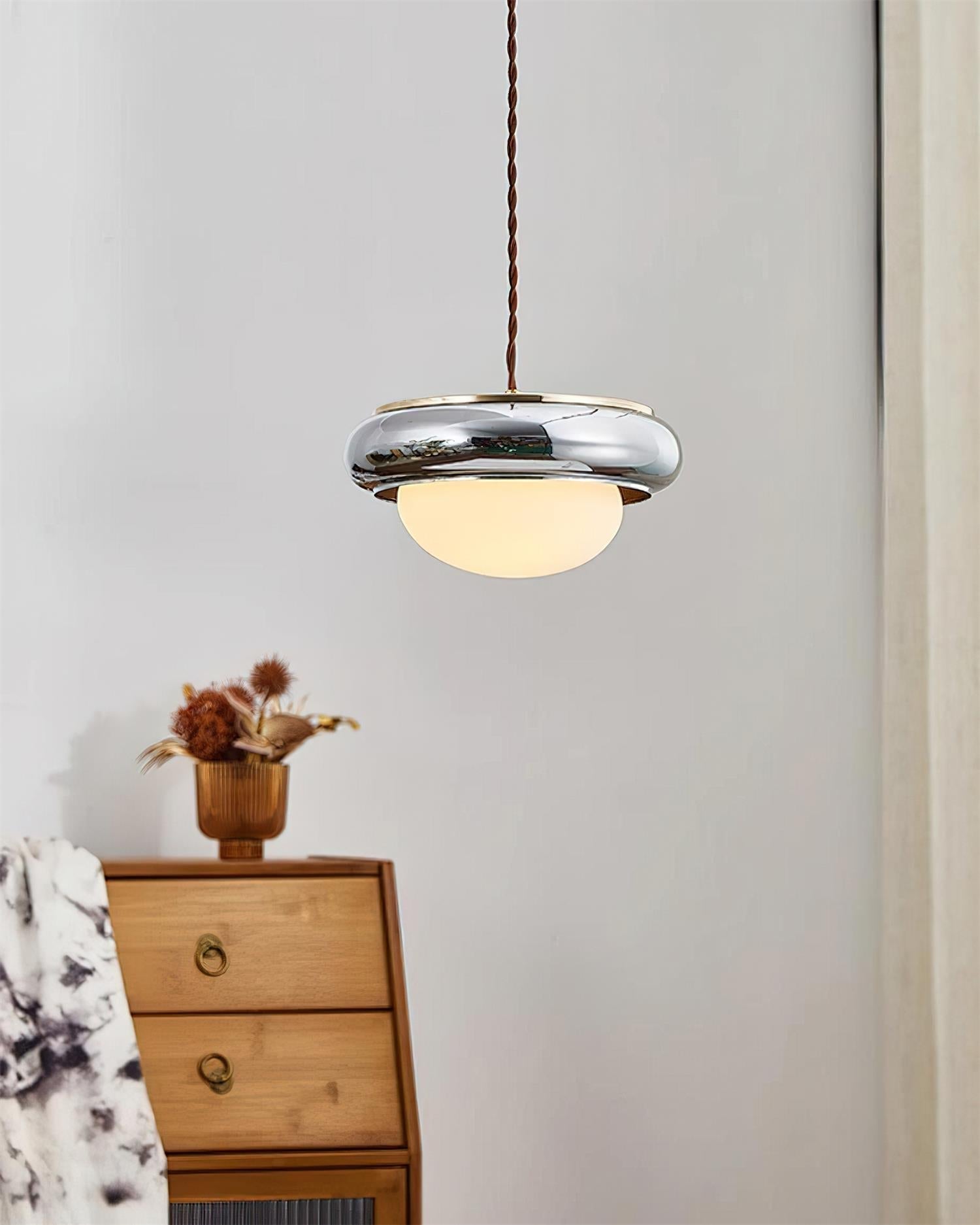Suspension Anneau Bois et Verre Pour Éclairage Intérieur Élégant
