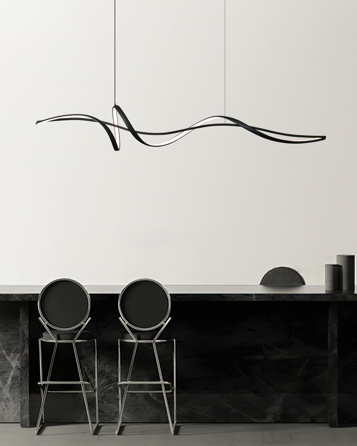 Aveline Black LED Wave Pendant Fixture Energy Efficient