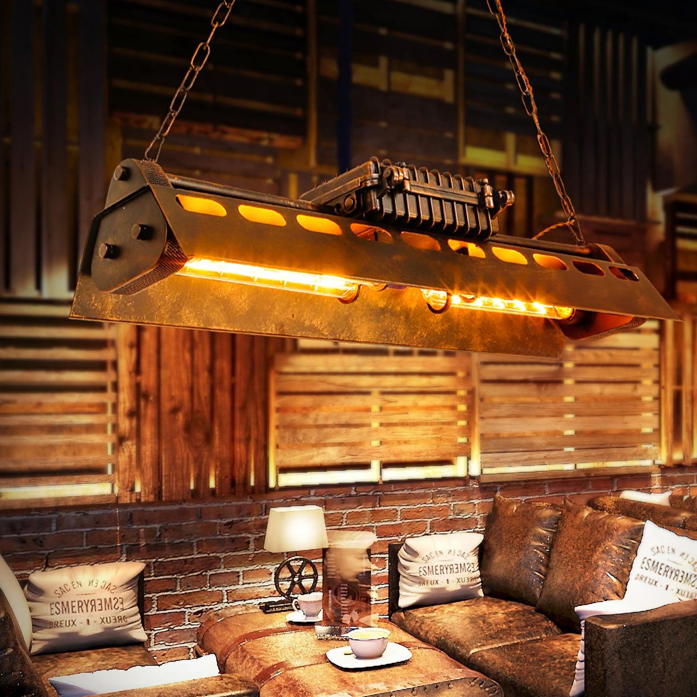 Industrial Chandelier In Bronze Rust Finish With Steampunk Style
