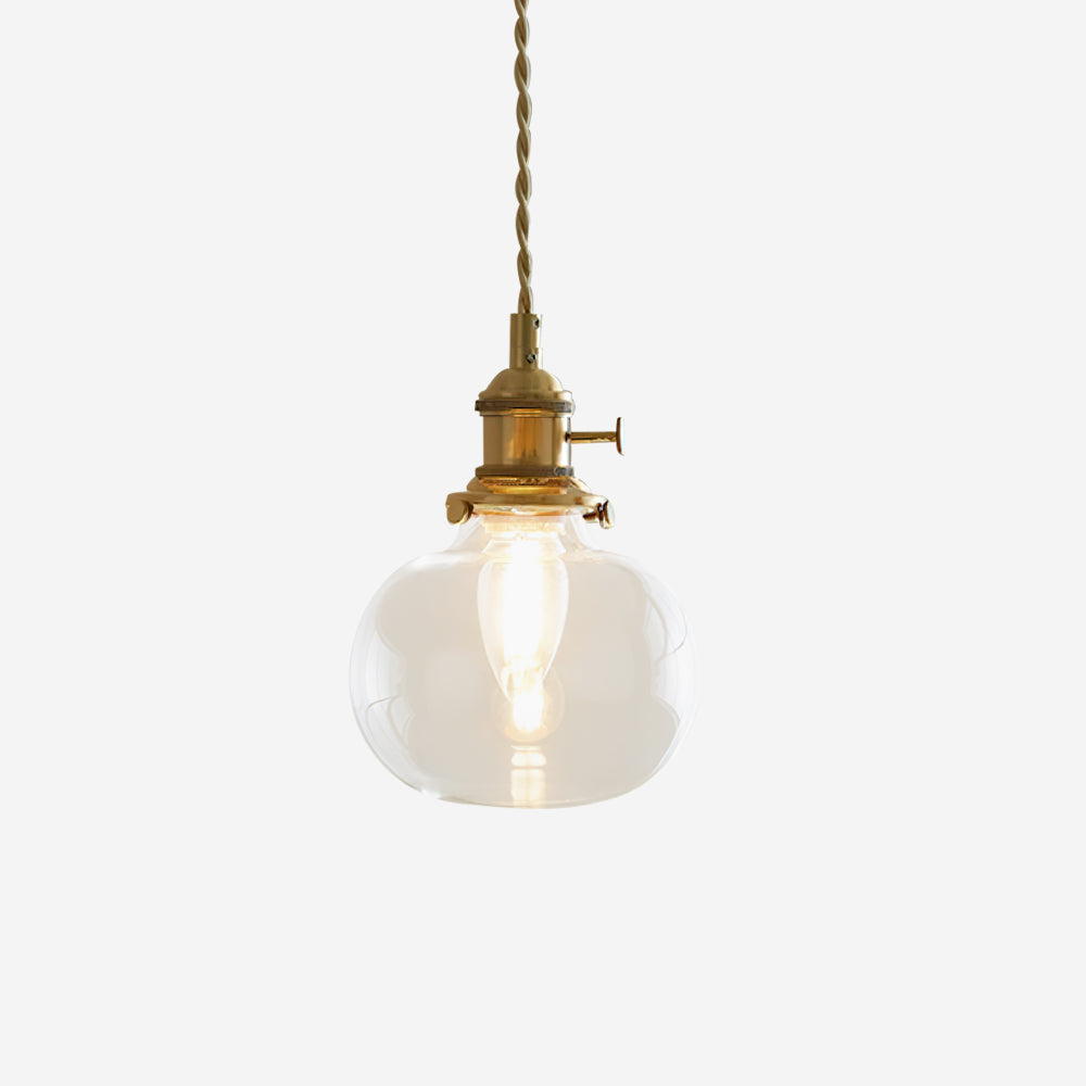 Clear Glass Pendant Light With Brass Accents