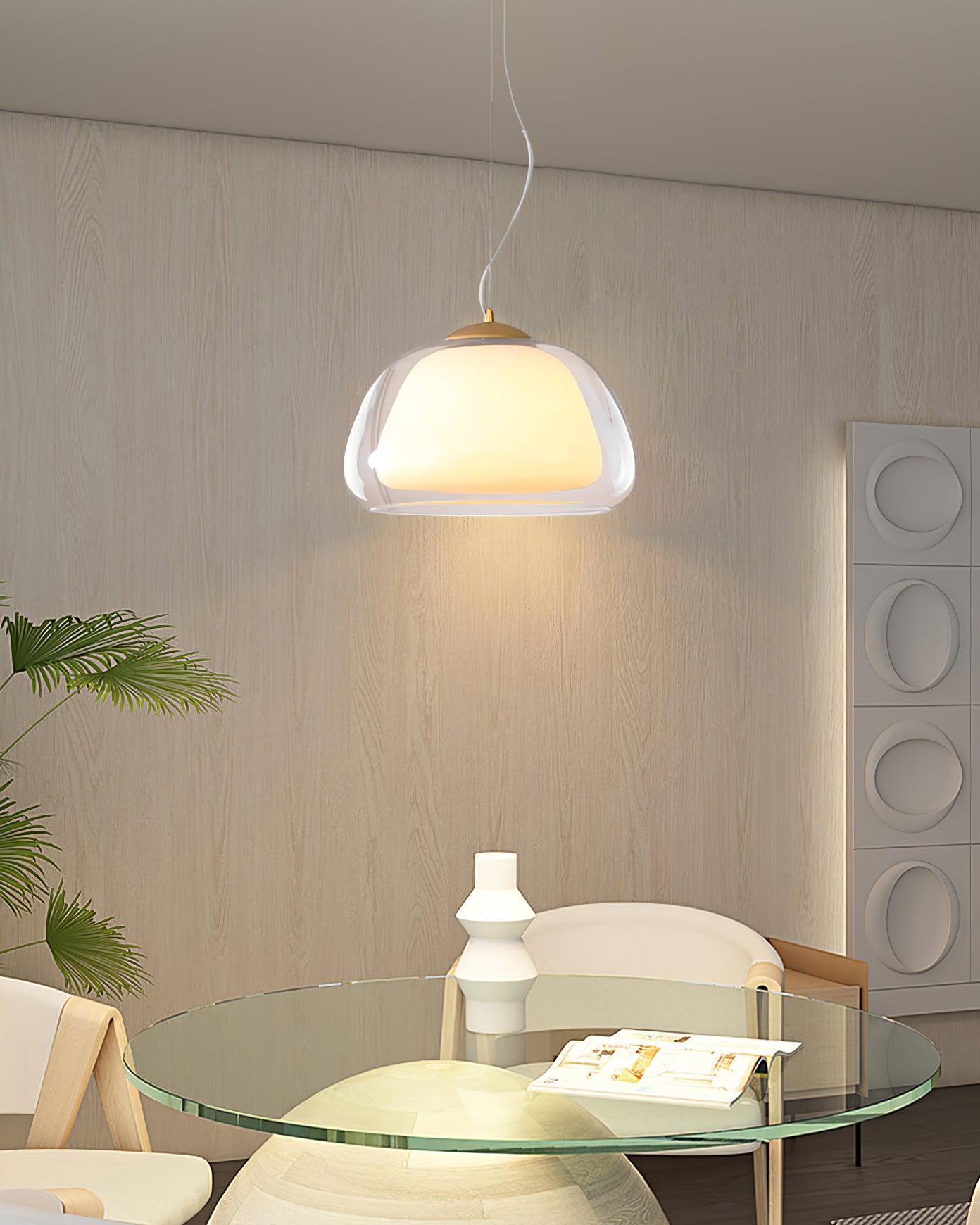 Suspended Glass Pendant Lamp With Dimmable Glow