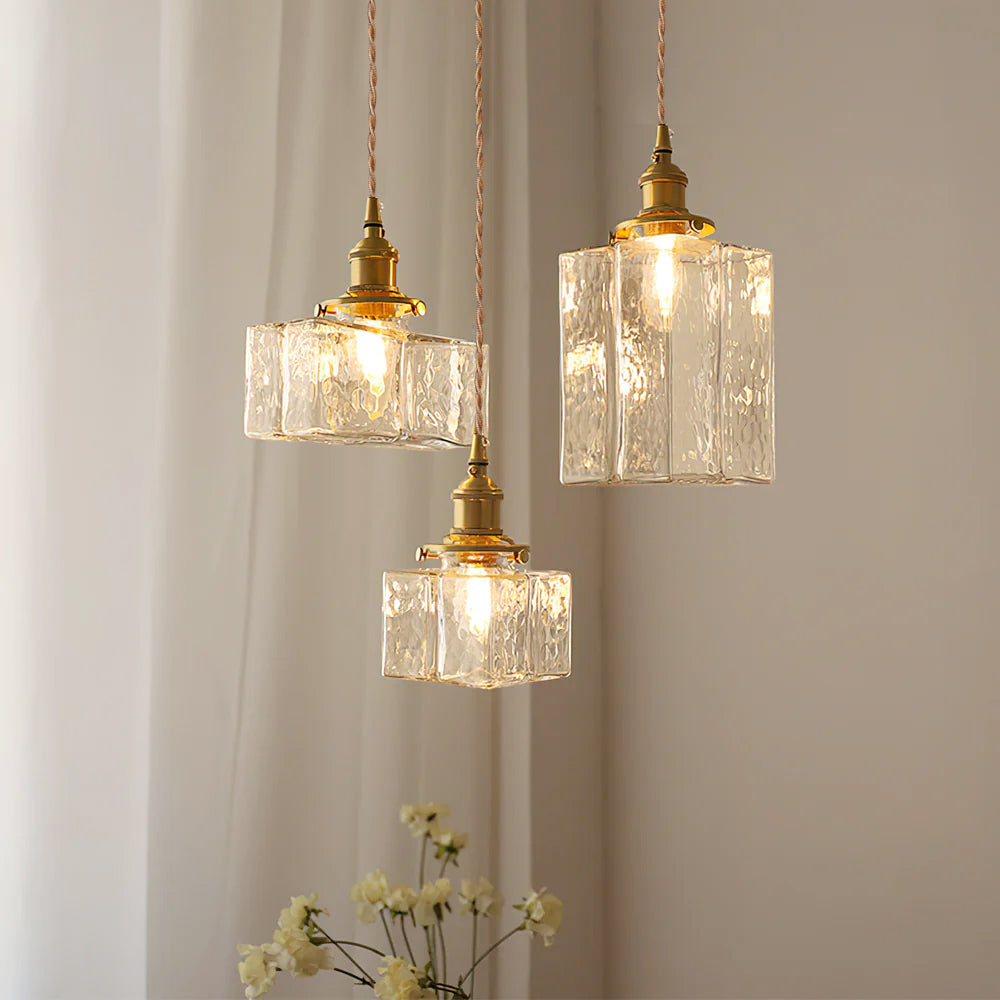 Vintage Glass Brass Hammered Pendant Light For Warm Ambience