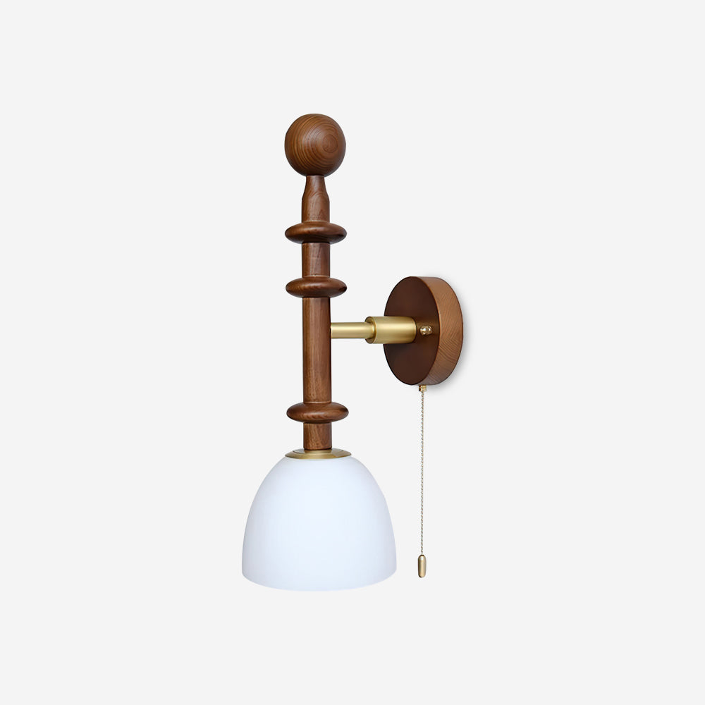 Walnut Wood Wall Lamp With Metal Frame And E27 Socket