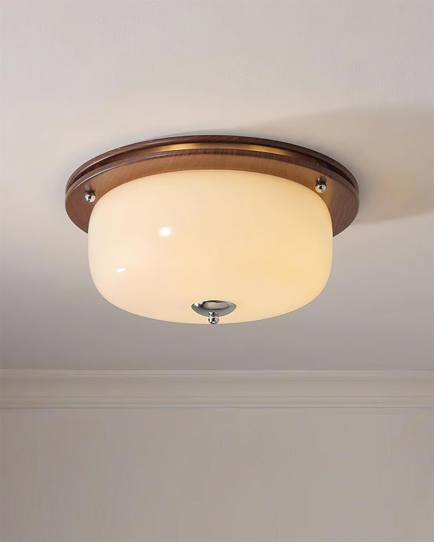 Walnut Brown Glass Flush Mount Ceiling Light Modern Minimalist