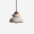 Lampe Pendante Travertin Beige et Bois Éclairage Chaleureux