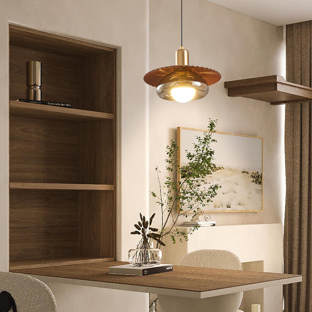 Brass Glass Pendant Light With Integrated Led Dimmable