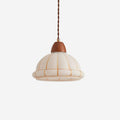 Pendant Lamp Minimalist Glass Dome With Walnut Wood Accent