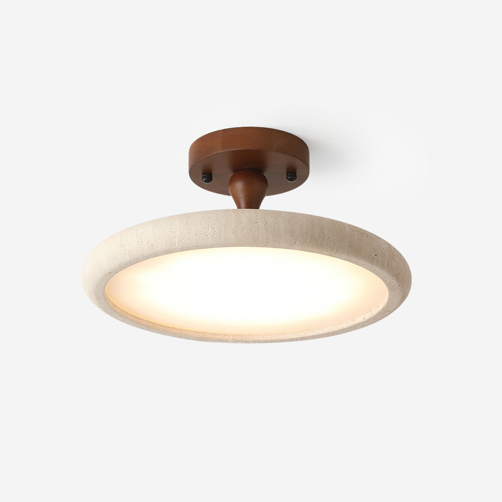 Travertine Semi Flush Ceiling Light With Warm White LED