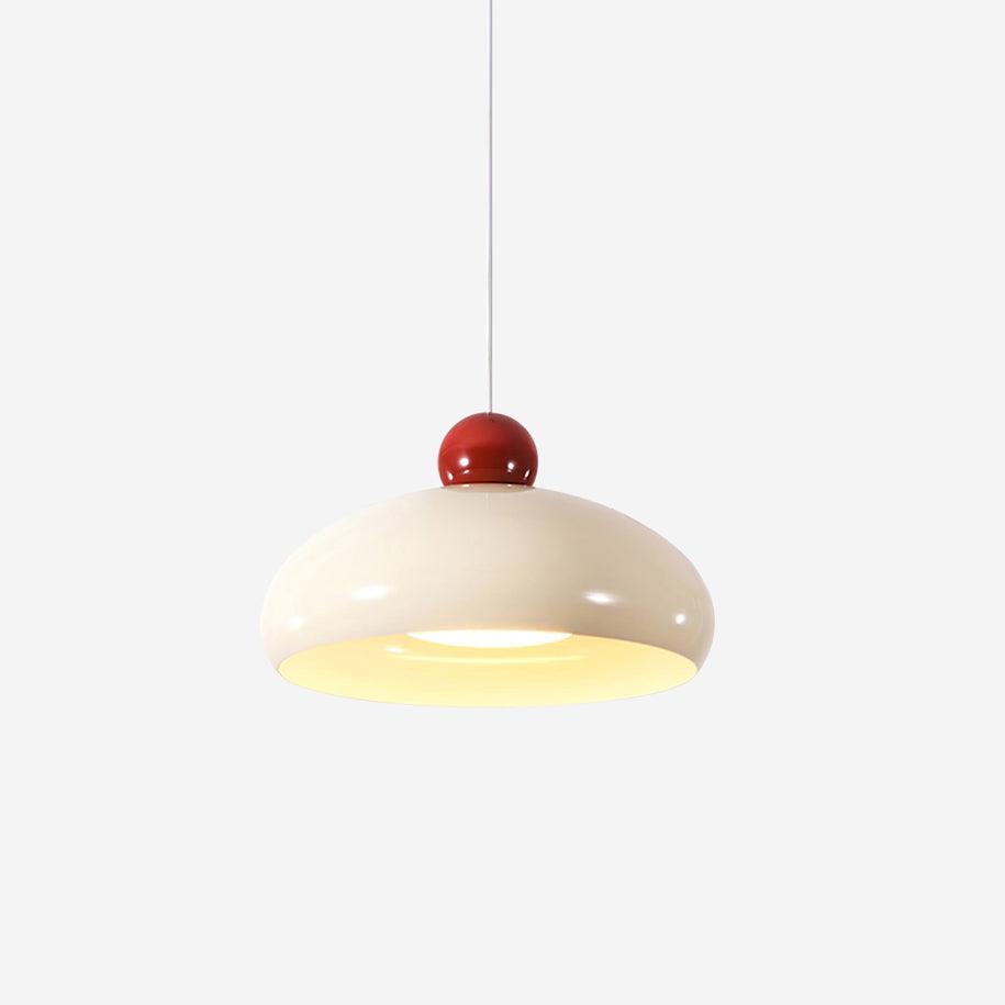 Elegant Dome Pendant Light in White and Red