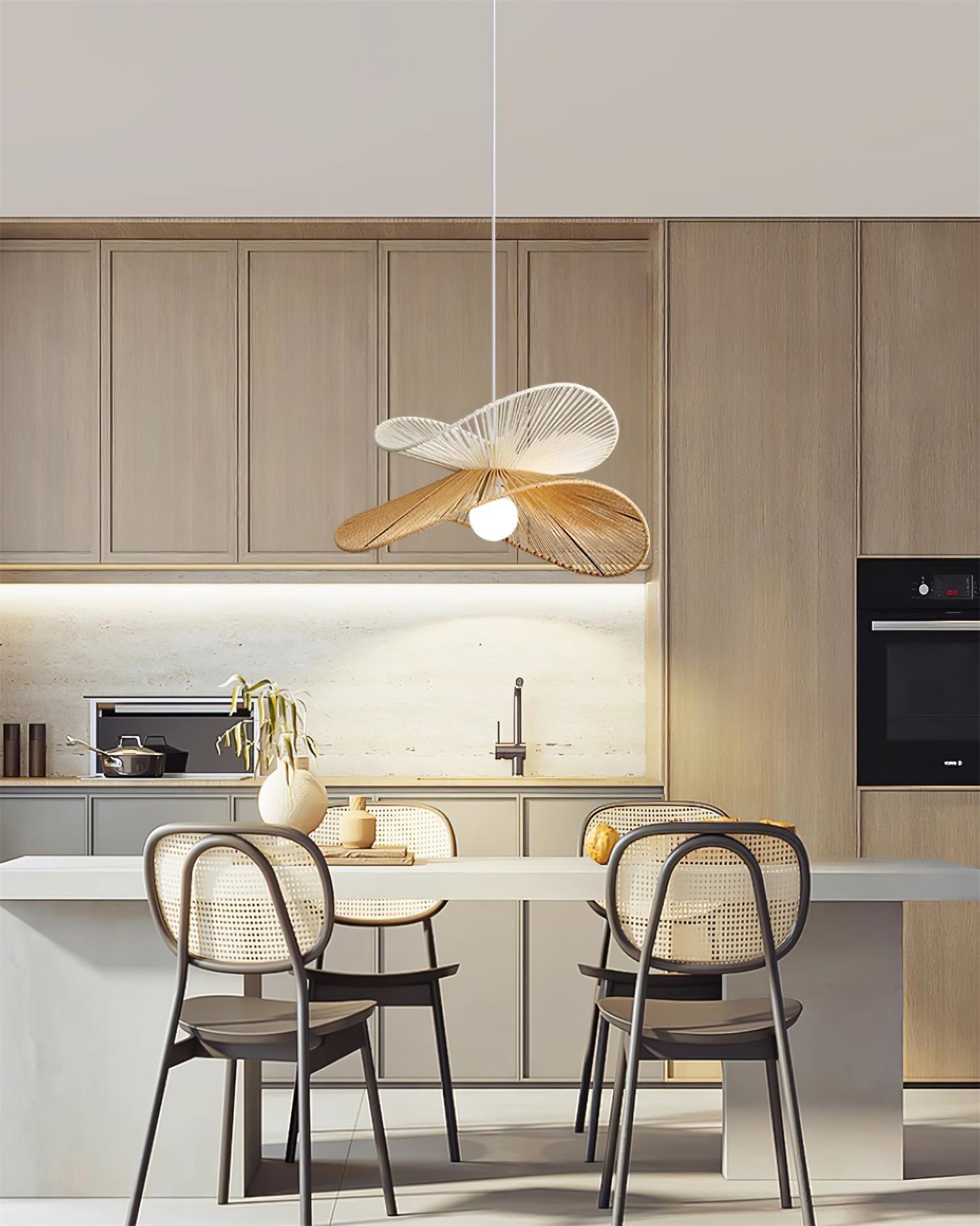 Natural Hemp Rope Pendant Light With Sculptural Shade