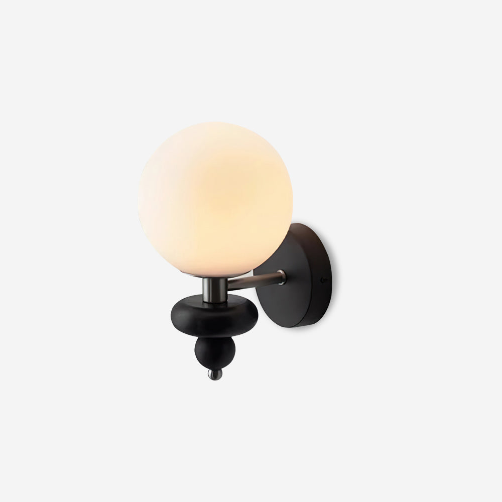Damp Rated Globe Wall Light With Wood Body And Glass Accent