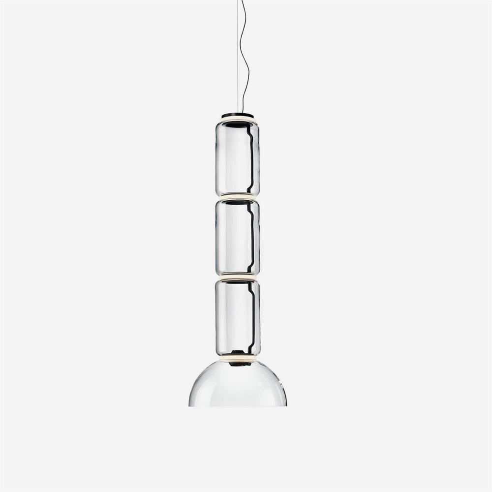 Layered Glass Cylinder Pendant Light With Ambient Glow
