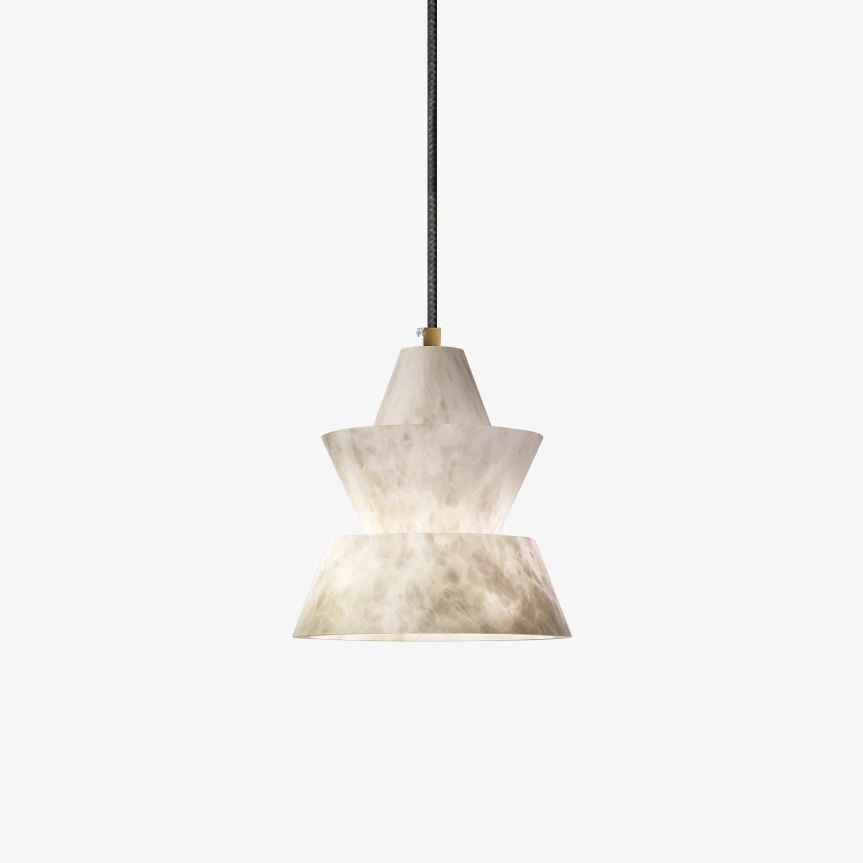Alabaster Three Layer Pendant Light With Warm Glow