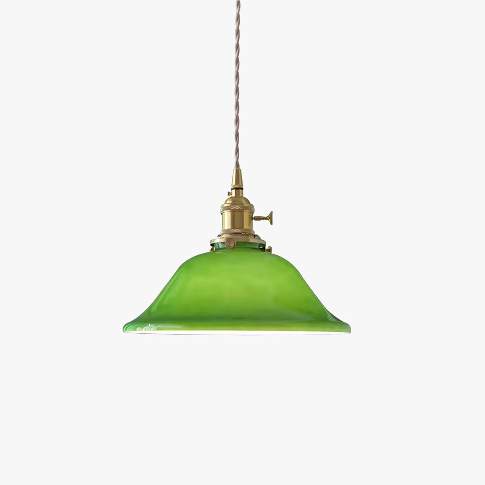 Green Copper Glass Pendant Light For Warm Dining Ambience