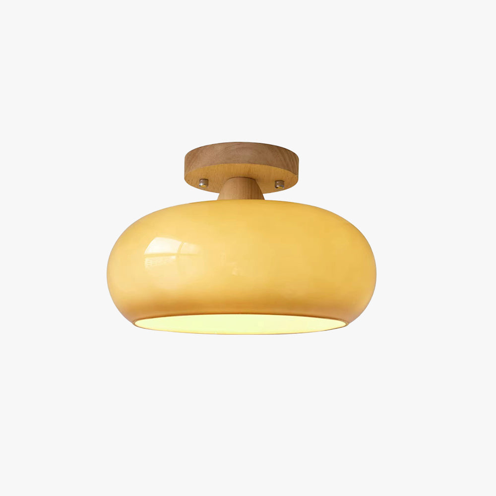 Timber and Glass Flush Mount Ceiling Light