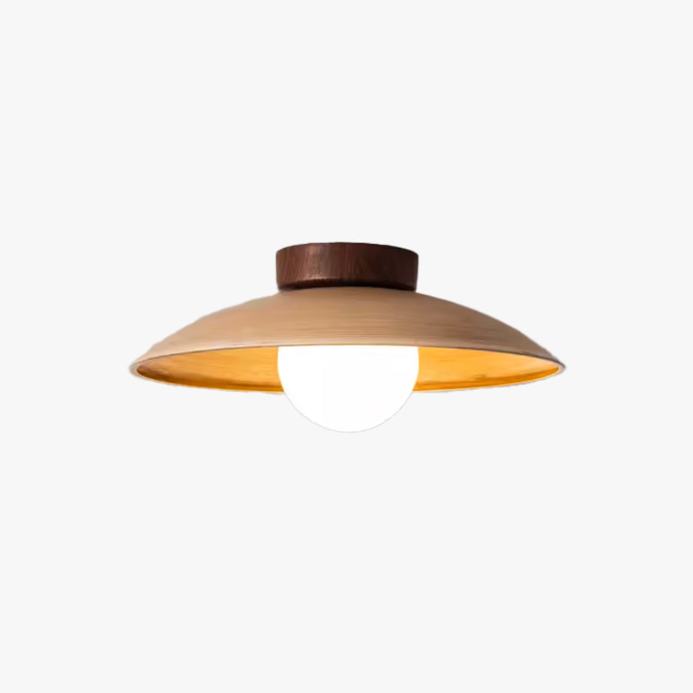 Vintage Dimmable Flush Mount Ceiling Light Wood Metal Glass