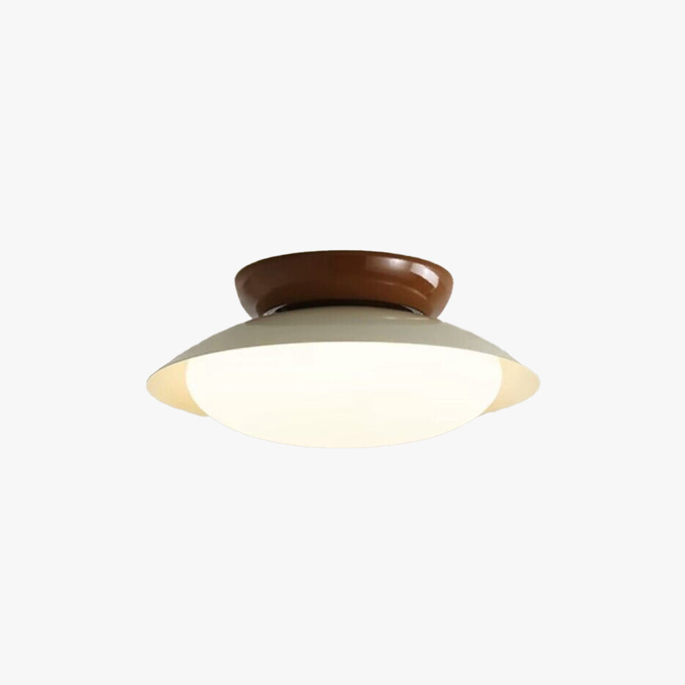 Bowl Shaped Ceiling Light In Earthy Green And Brown Finish