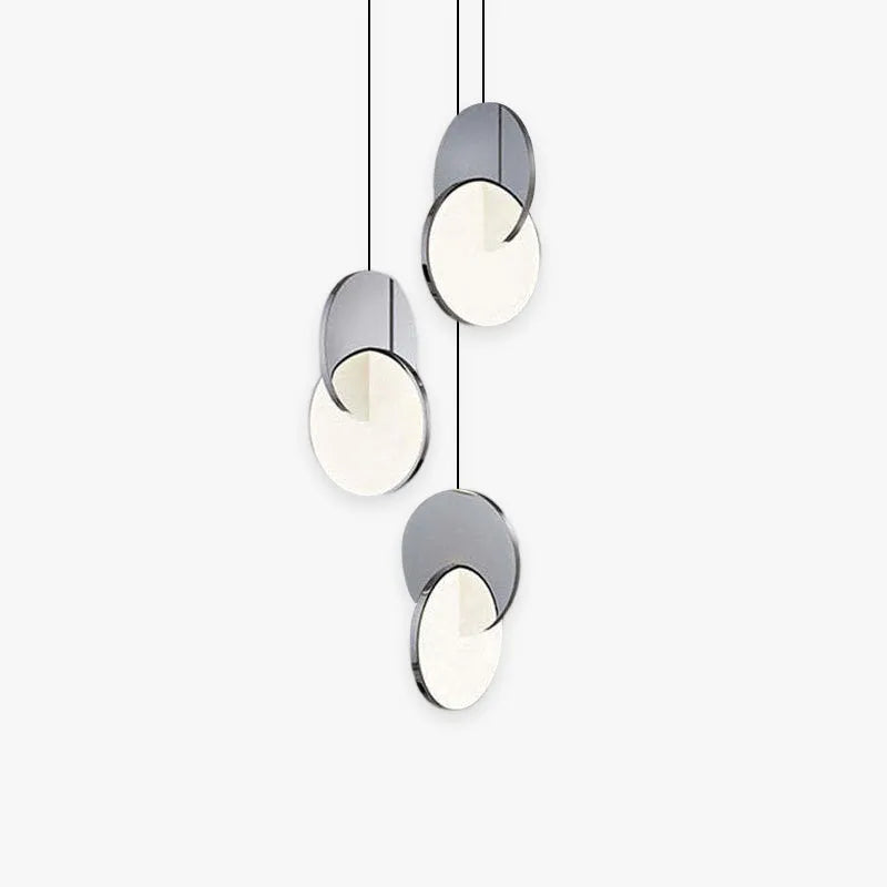 Soft Warm Glow Disc Pendant Light in Gold and Silver