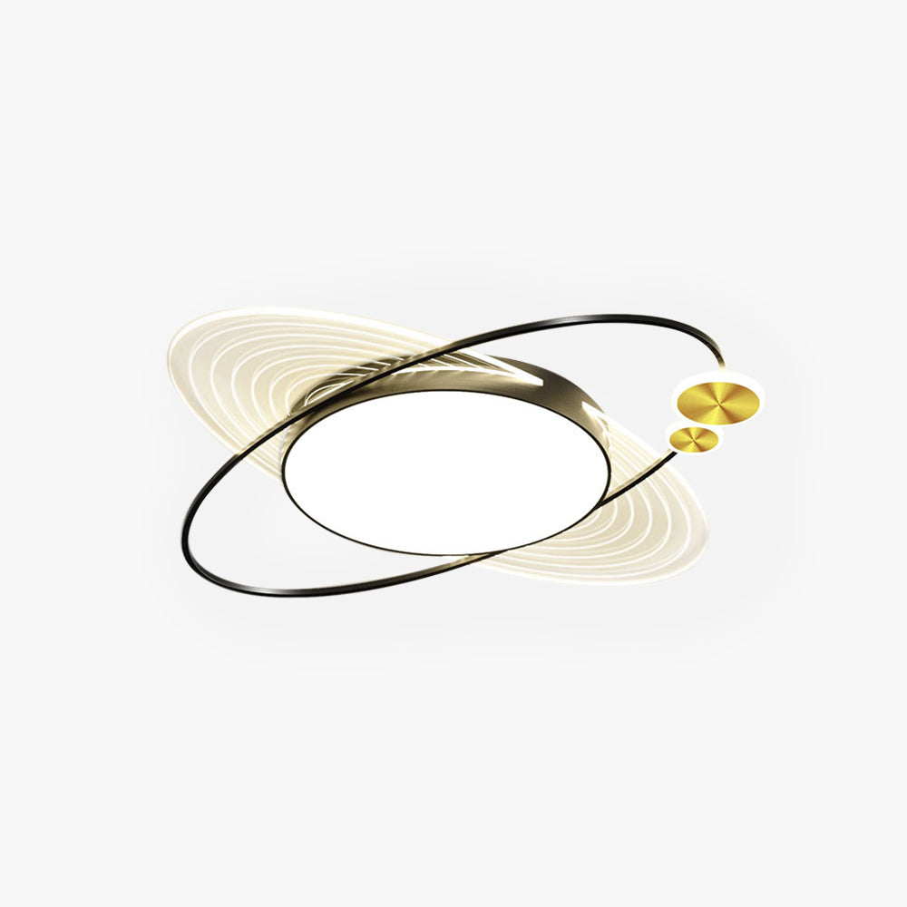 Circular LED Flush Mount Ceiling Light Black And Gold