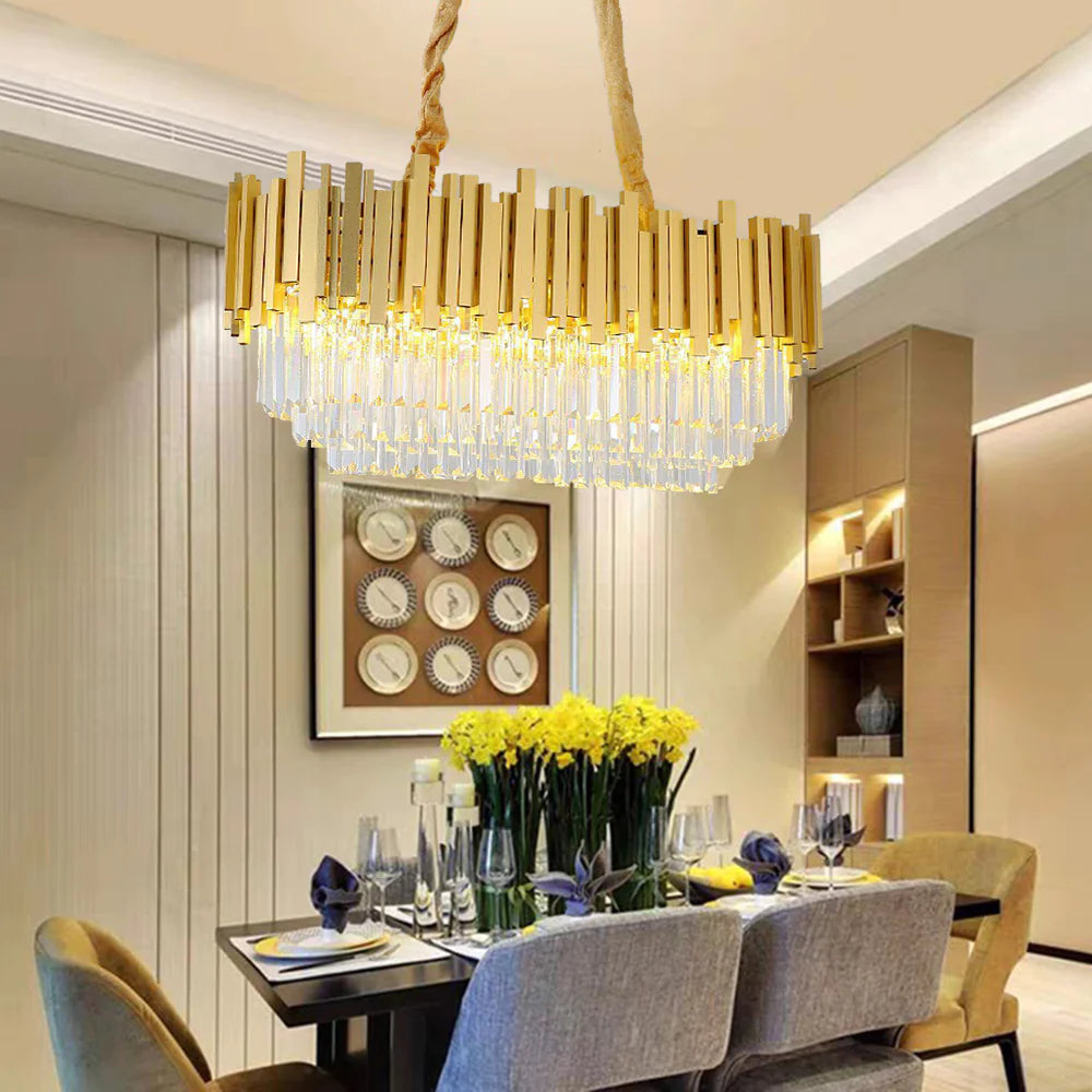 Lux Nordic Gold Crystal Chandelier For Dining And Living Room