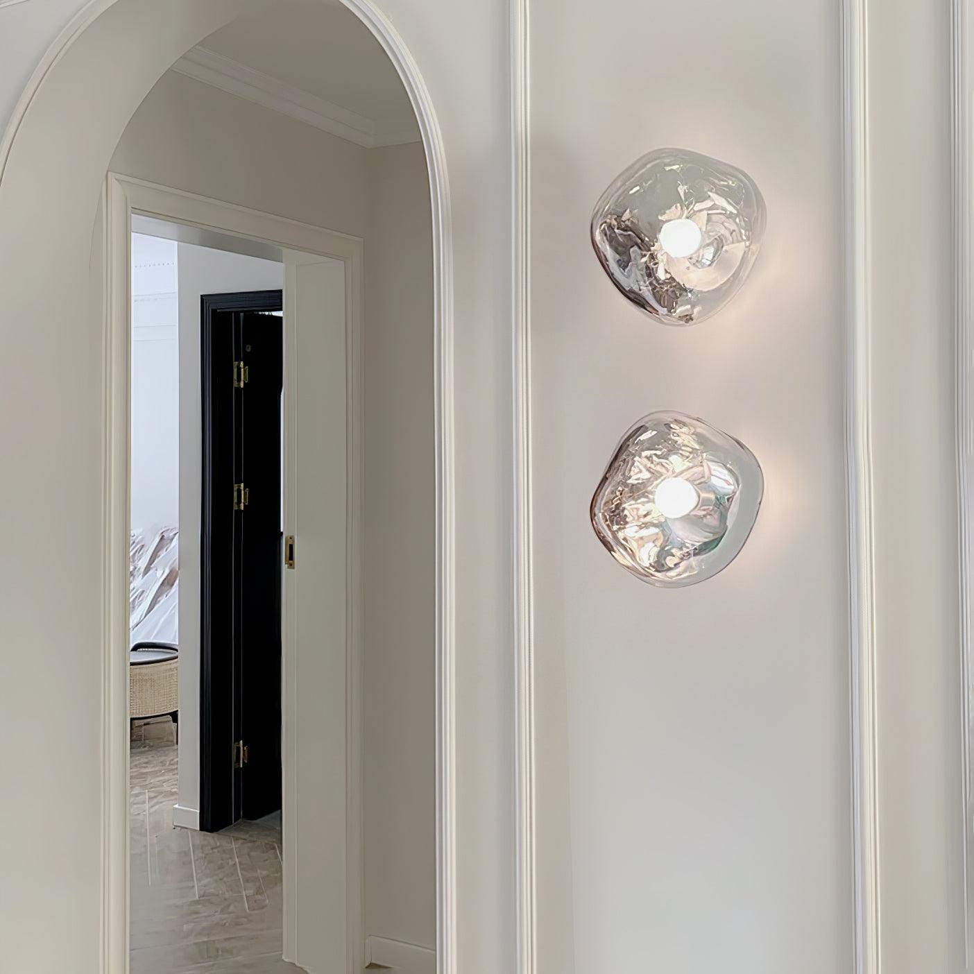 Amber Glass Wall Lamp Two Sizes Available Damp Rated E27