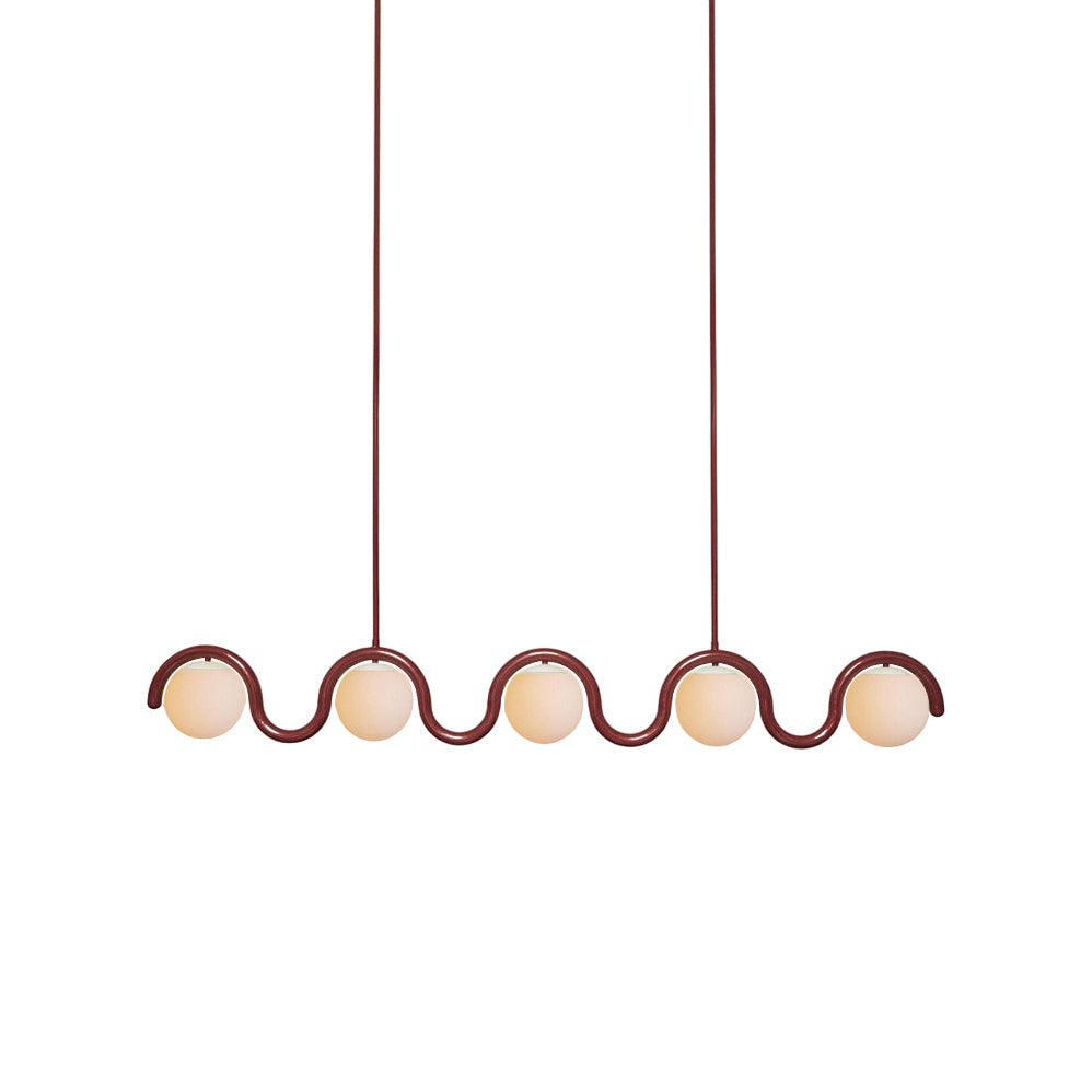 Red And Silver Linear Chandelier Inspired By Art Nouveau