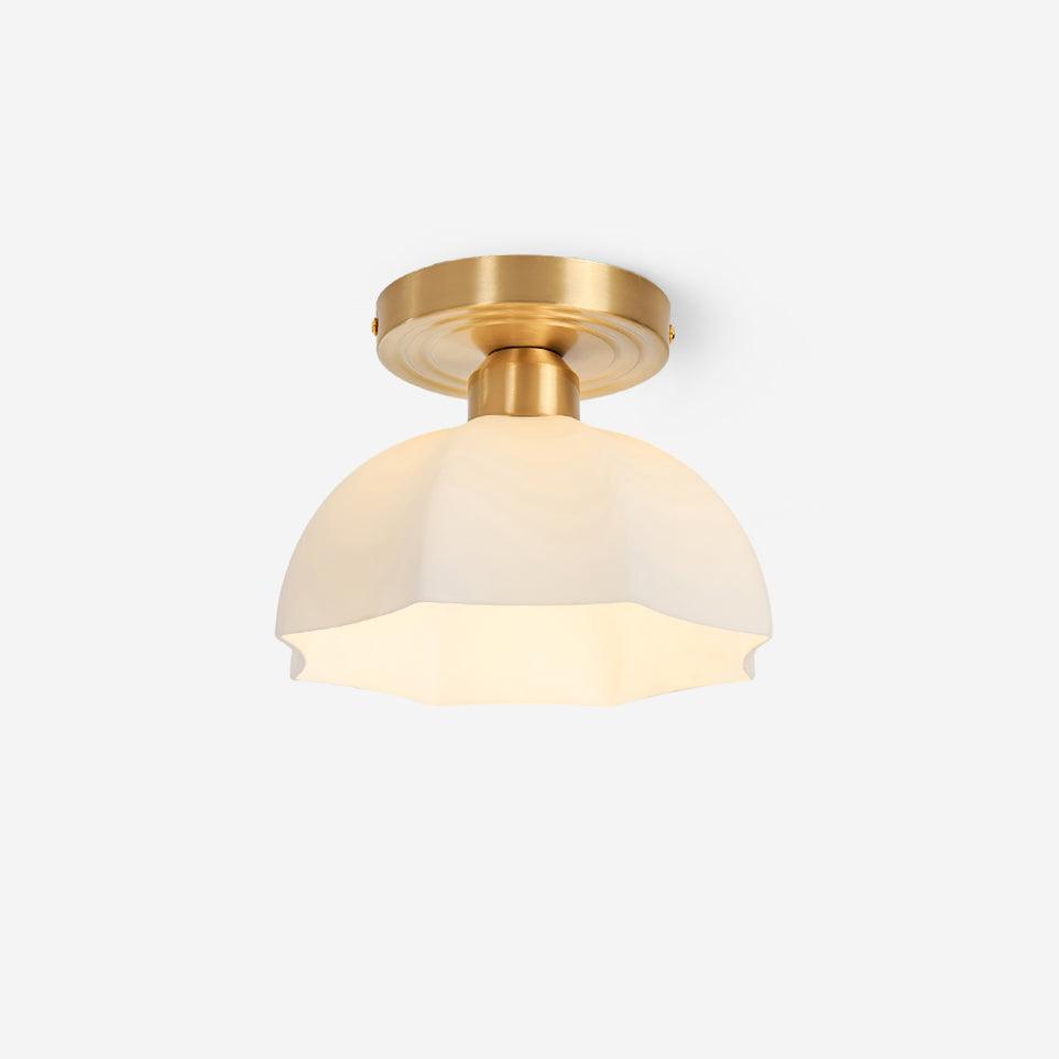 Brass Canopy Opal Glass Flush Mount Ceiling Light