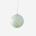 Glass Globe Pendant Light With Green Swirl Stripes Glow