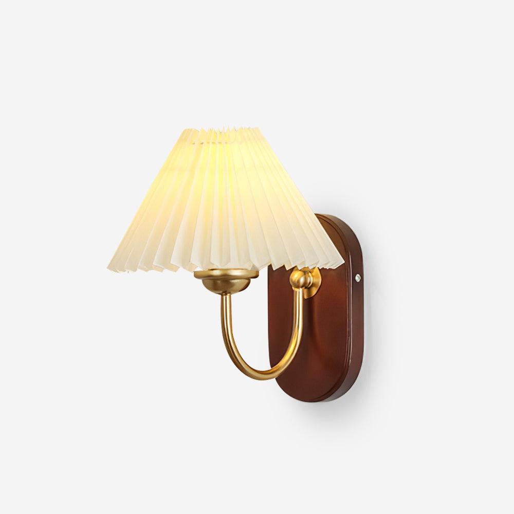Gold And White Vintage Pleated Shade Wall Lamp Damp Rated
