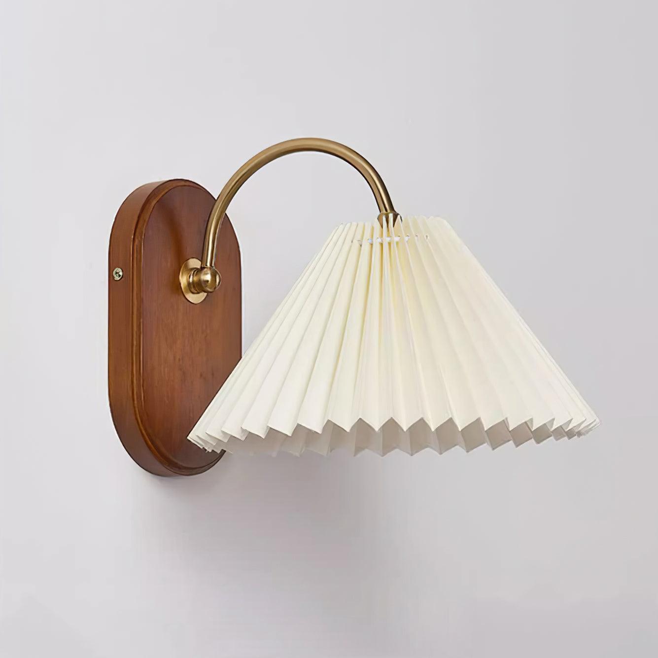 Gold And White Vintage Pleated Shade Wall Lamp Damp Rated