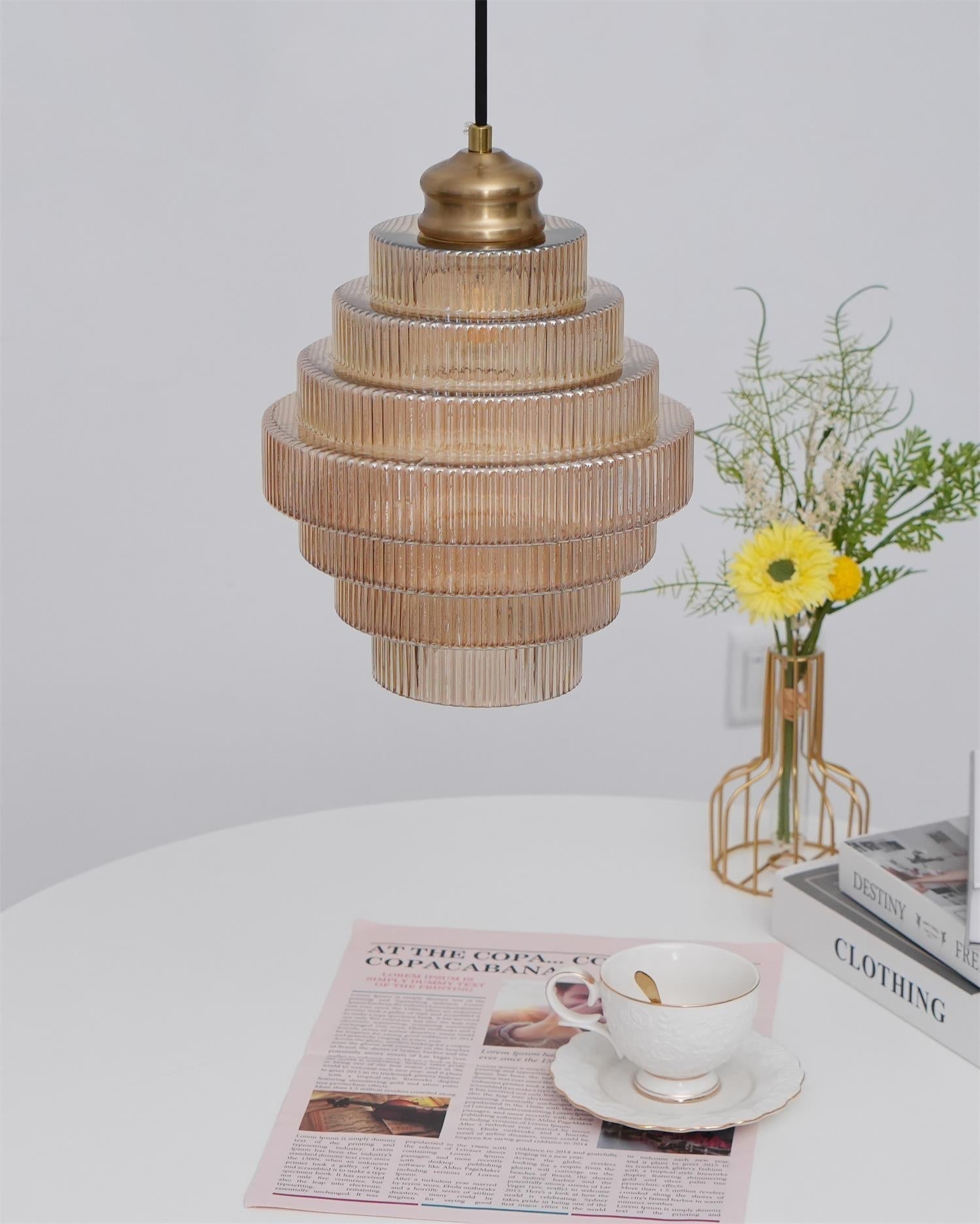 Tiered Glass Pendant Lamp With Warm Ambient Glow