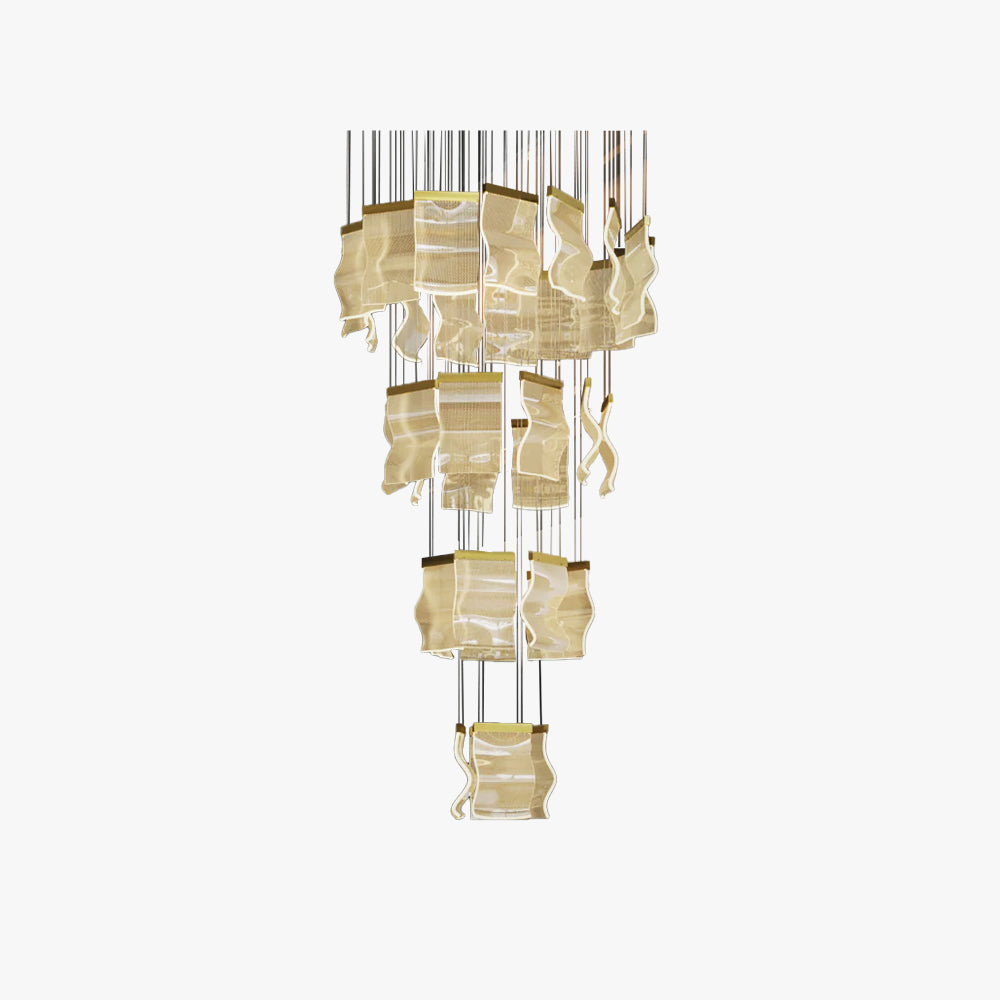 Aurora Wave Industrial Chandelier Gold Finish For Living Room