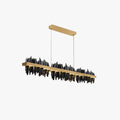 Auric Industrial Rectangular Chandelier In Gold And Black Metal
