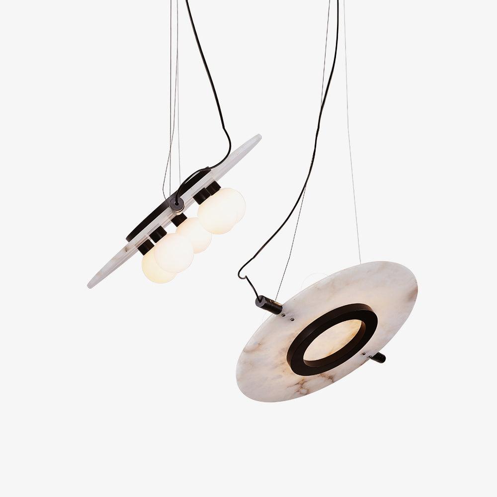 Disc Shaped Glass Alabaster Pendant Light Soft Glow
