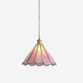 Pink Stained Glass Pendant Light Dimmable With Brass Finish