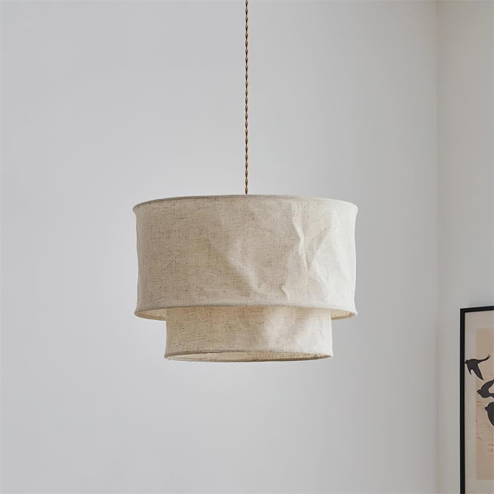 Natural Linen Pendant Light With Soft Glow