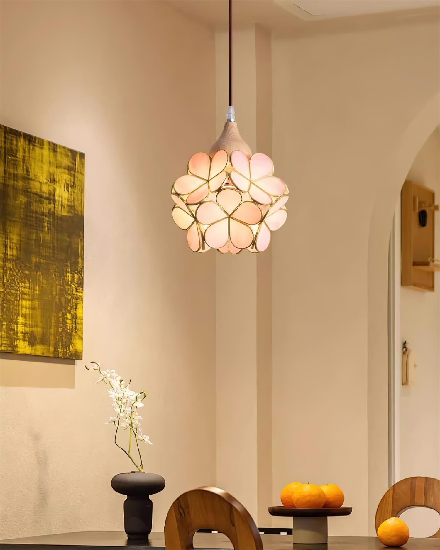 Pink Petal Glass Pendant Light for Ambient Glow
